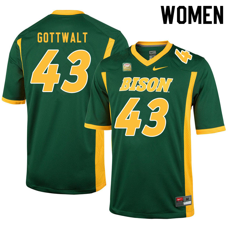 Women #43 Zach Gottwalt North Dakota State Bison College Football Jerseys Sale-Green